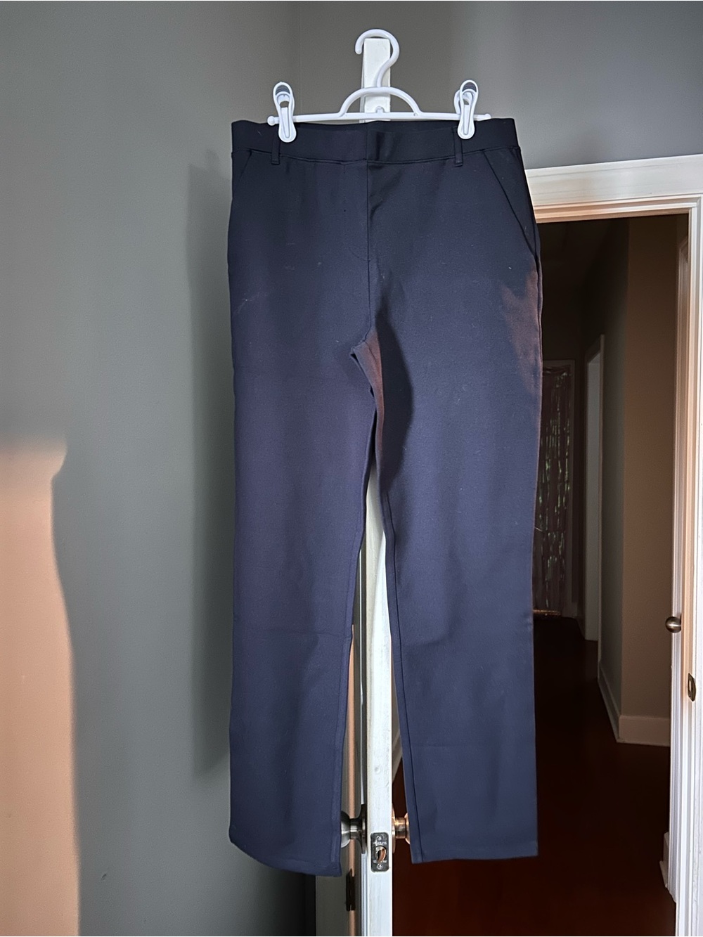 Quince womens Navy Straight-Leg ponte Pants sz L